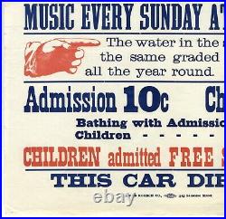 SUTRO BATHSRARE 1897 SAN FRANCISCO 17x18 ANTIQUE STREETCAR ADVERTISING POSTER