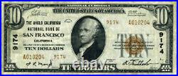 San Francisco CA-California $10 1929 T-2 National Bank Note Ch #9174 Anglo Calif