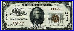 San Francisco CA-California $20 1929 T-1 National Bank Note Ch #13044 BOA NT VF+