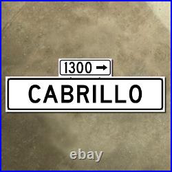 San Francisco California 1300 block Cabrillo Street blade road sign 1965 36x12