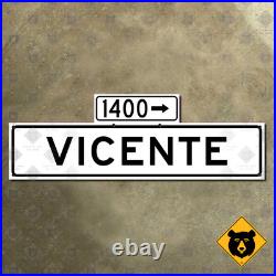San Francisco California 1400 Vicente Street blade road sign 1965 30x10