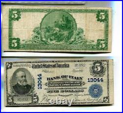 San Francisco California 1902 $5 First National Bank Note Itlay 6727q