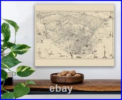 San Francisco California 1938 Vintage City Map Golden Gate Presidio Street Grid