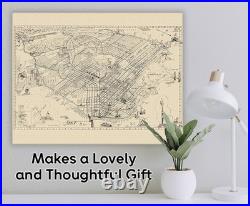 San Francisco California 1938 Vintage City Map Golden Gate Presidio Street Grid