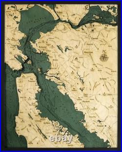 San Francisco, California 3D Wood Map Laser-Cut Birch Depth Chart