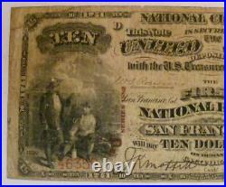 San Francisco, California CA 1882 $10 Brown Back Ch. 1741 The First NB