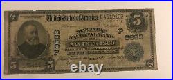 San Francisco, California, Mercantile National bank, 1902 $5 DB, VG, scarce