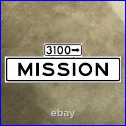 San Francisco California Mission Street blade road sign 3100 block 1965 30x10