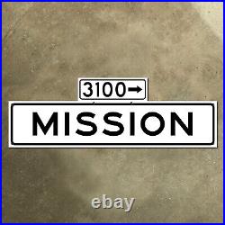 San Francisco California Mission Street blade road sign 3100 block 1965 36x12