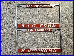 San Francisco California S & C Ford License Plate Frames, Pair, Used, Only