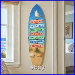 San Francisco California Surfboard Wall Art Beach Towns Sign Coastal Decor