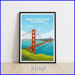 San Francisco California Travel Poster Wall Art Print Holiday Gift