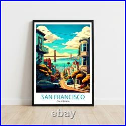 San Francisco California Travel Poster Wall Art Print Holiday Gift