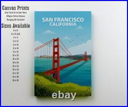San Francisco California Travel Poster Wall Art Print Holiday Gift