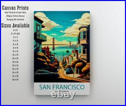 San Francisco California Travel Poster Wall Art Print Holiday Gift
