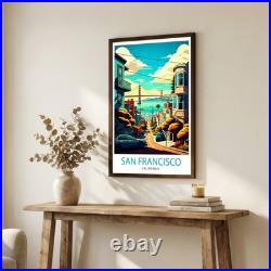 San Francisco California Travel Poster Wall Art Print Holiday Gift