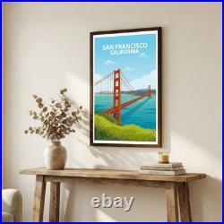 San Francisco California Travel Poster Wall Art Print Holiday Gift