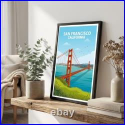 San Francisco California Travel Poster Wall Art Print Holiday Gift
