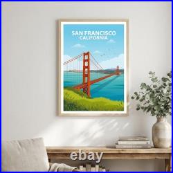 San Francisco California Travel Poster Wall Art Print Holiday Gift