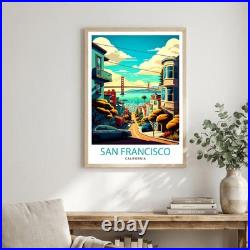 San Francisco California Travel Poster Wall Art Print Holiday Gift