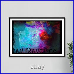 San Francisco, California, USA Map Colourboo Art Print Poster Gift