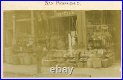 San Francisco, California chinese market on dupont street vintage albumen print
