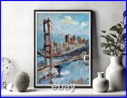 San Francisco Golden Gate Bridge 12x16 Oil painting California 100% Handmade