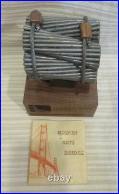 San Francisco Golden Gate Bridge Original Suspension Cable on Wood Base With COA