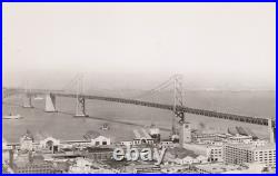San Francisco Oakland Bay Bridge Guittard Chocolate Folgers Coffee RPPC Postcard