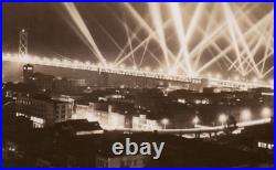 San Francisco Oakland Bay Bridge Owl 26 Night Illumination RPPC Postcard Expo