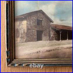 San Francisco Solano Mission Hand Tinted Photograph In Original Carved Frame