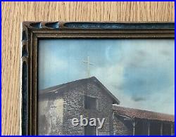 San Francisco Solano Mission Hand Tinted Photograph In Original Carved Frame