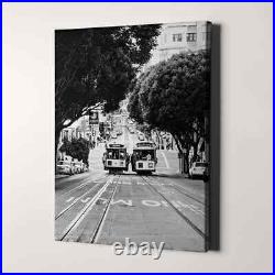 San Francisco Trolley Vintage California City Canvas Wall Art Print