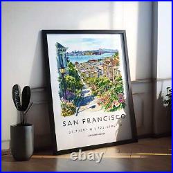 San Francisco Watercolor Poster San Francisco Travel Print California Wall Art