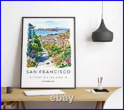 San Francisco Watercolor Poster San Francisco Travel Print California Wall Art