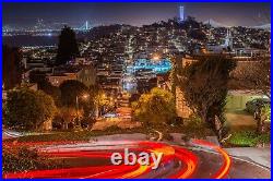 San Francisco at Night Lombard Street & Skyline Photo Print, California