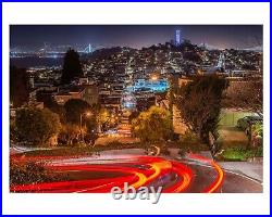 San Francisco at Night Lombard Street & Skyline Photo Print, California