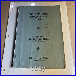 San Rafael Cook Book California 1906 Californiana San Francisco Earthquake Rare