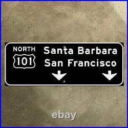 Santa Barbara San Francisco California US 101 road highway guide sign 1958 19x7