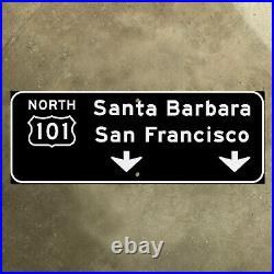 Santa Barbara San Francisco California US 101 road highway guide sign 1958 27x10