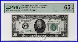 Series 1928 $20 San Francisco California Federal Reserve Note PMG Gem UNC 65 EPQ