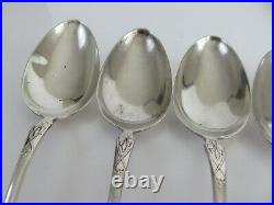 Six Aesthetic San Francisco California Coin Silver Table Spoons, c1855