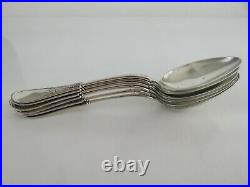 Six Aesthetic San Francisco California Coin Silver Table Spoons, c1855
