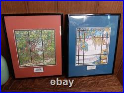 Sketches artist signed stain glass inspired 8×10 professionally framed Ausen 13