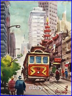 Sun Ying Original watercolor, Hand signed. Cable Car San Francisco California