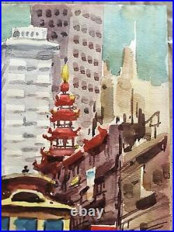 Sun Ying Original watercolor, Hand signed. Cable Car San Francisco California