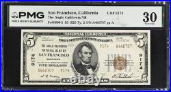 The Anglo California NB Of San Francisco, CA, $20 1929 Ty. 2 PMG VF 30