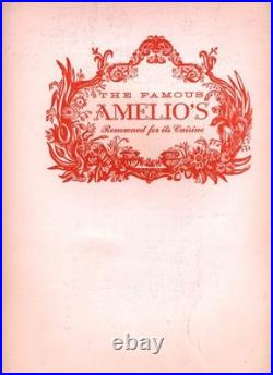 The Famous Amelio's Menu San Francisco California Joe DiMaggio Marilyn Monroe