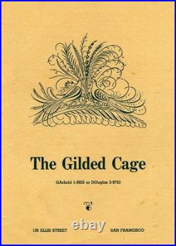 The Gilded Cage Menu Gay Club 126 Ellis St San Francisco California 1950's