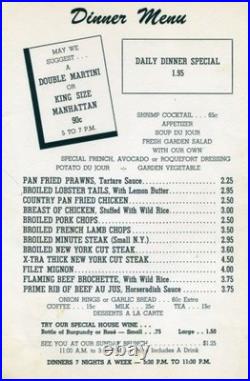 The Gilded Cage Menu Gay Club 126 Ellis St San Francisco California 1950's